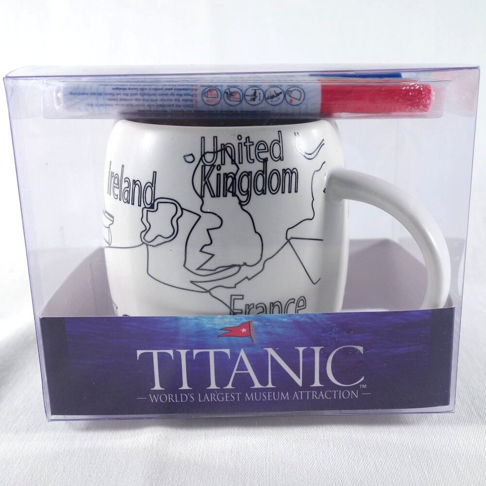 Titanic Musuem Color It Yourself‎ 12 Oz Coffee Cup Mug Ceramic Markers Included